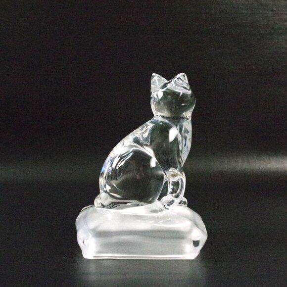 Vintage Art Glass Cat Cristal d'Arques Durand Kitten Paperweight, Cat figurine - Picture 4 of 6